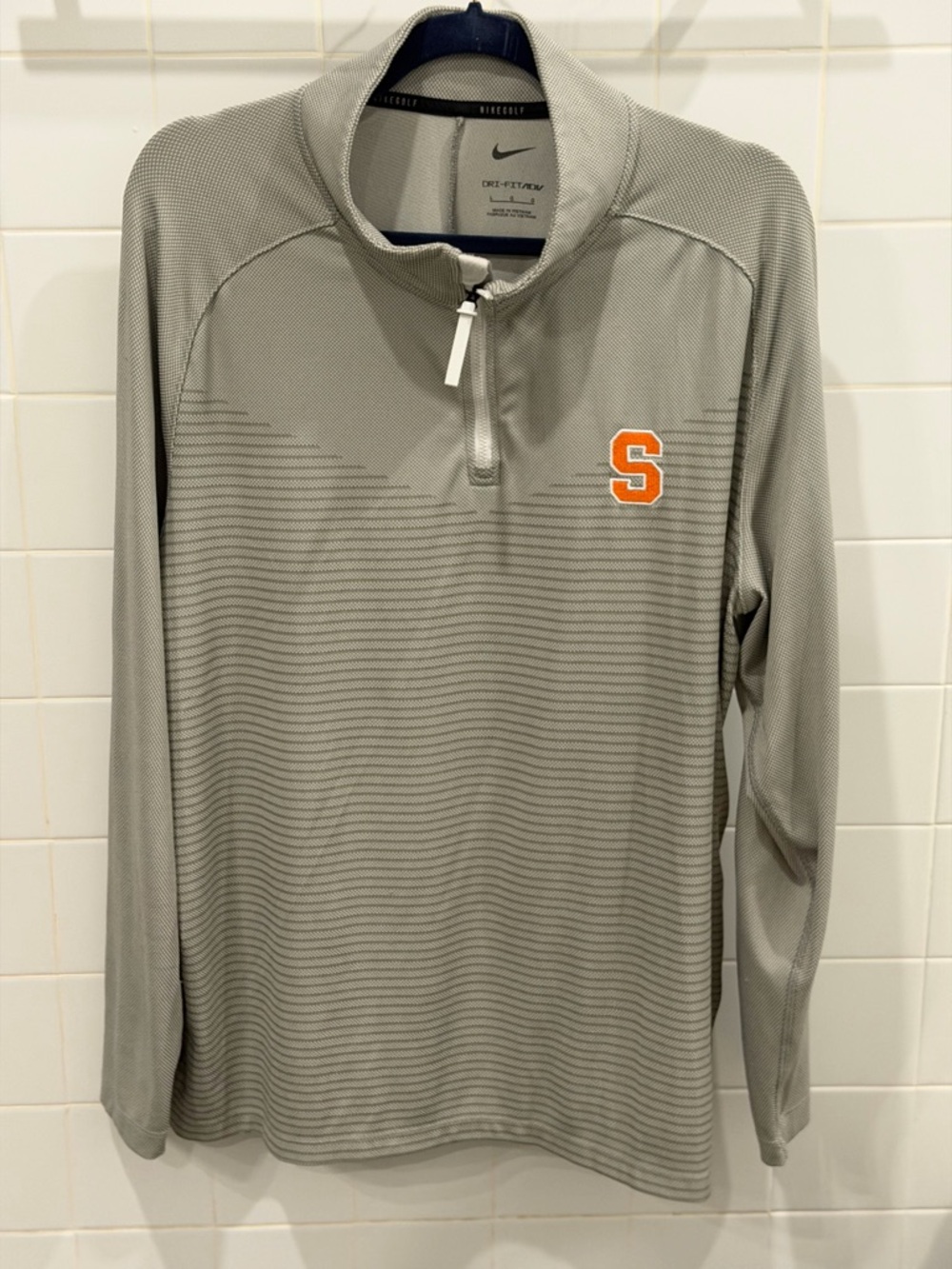 Nike Gray Quarter-Zip Pullover with Orange 'S' Patch